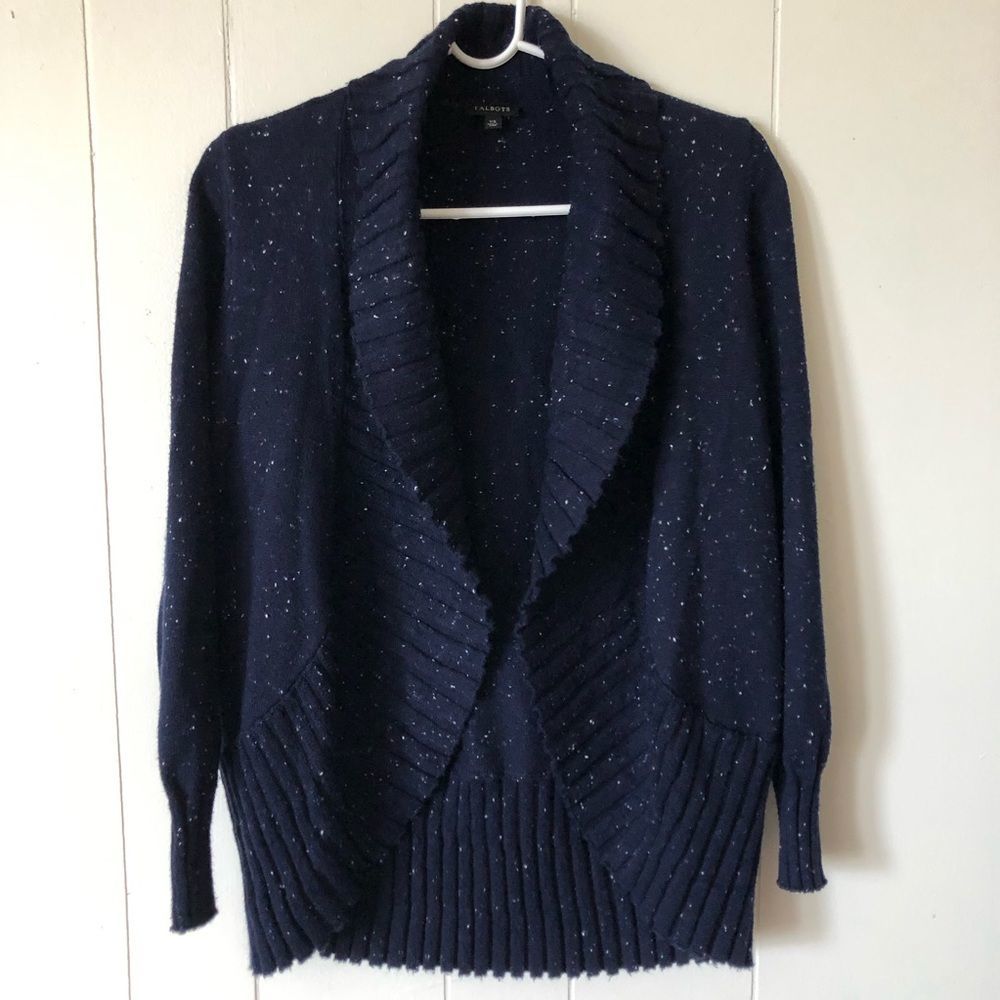 Talbots Women’s Open Front Cotton Blend Cardigan Sweater Size XS